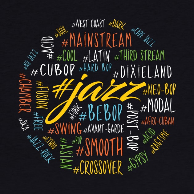 Colorful Jazz Genres Design by jazzworldquest